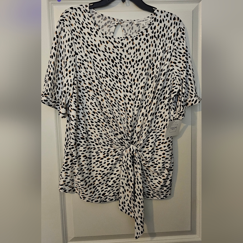 PerSeption Concept Black and White Patterned Blouse